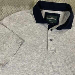Rodd & Gunn Mens Large Sports Fit Polo Shirt Gray Navy 100% Cotton